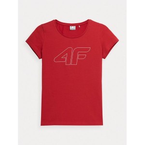 Czerwony t-shirt 4F z bawełny w sportowym stylu