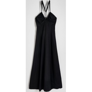 Czarna sukienka Reserved rozkloszowana z lnu