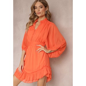 Pomarańczowa sukienka Renee z dekoltem w kształcie litery v w stylu casual