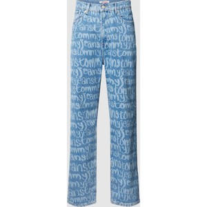 Niebieskie jeansy Tommy Jeans z bawełny z nadrukiem w młodzieżowym stylu