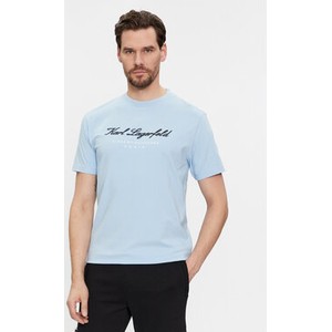 Niebieski t-shirt Karl Lagerfeld w młodzieżowym stylu z krótkim rękawem