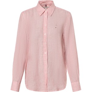 Różowa koszula Tommy Hilfiger z lnu w stylu casual