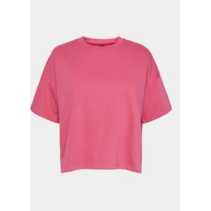 Różowy t-shirt Pieces z okrągłym dekoltem