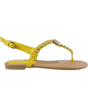 Żółte sandały Kokietki z klamrami w stylu casual