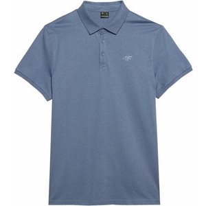 Niebieska koszulka polo 4F z bawełny z krótkim rękawem w stylu casual