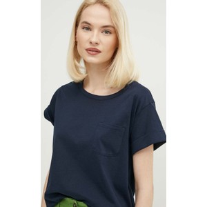 Granatowy t-shirt Sisley z okrągłym dekoltem