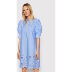 Niebieska sukienka United Colors Of Benetton z długim rękawem koszulowa w stylu casual