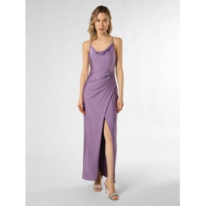Fioletowa sukienka VM z satyny maxi na ramiączkach