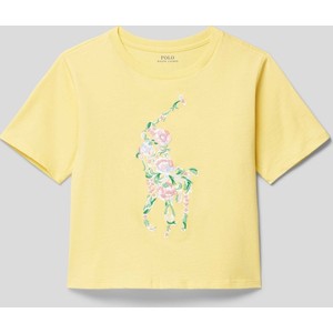 Żółta bluzka dziecięca POLO RALPH LAUREN dla dziewczynek z bawełny