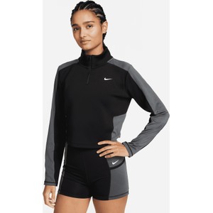 Czarna bluzka Nike z długim rękawem w sportowym stylu z okrągłym dekoltem