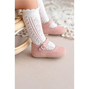 Różowe buciki niemowlęce First Step ze skóry dla dziewczynek