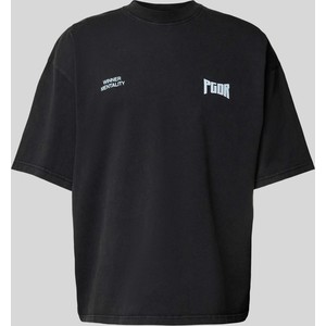 Czarny t-shirt Pegador z bawełny z nadrukiem