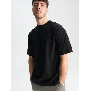 Czarny t-shirt Sinsay z krótkim rękawem w stylu casual