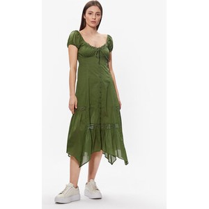 Zielona sukienka Bdg Urban Outfitters midi z dekoltem w kształcie litery v