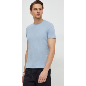 Niebieski t-shirt Sisley z krótkim rękawem w stylu casual