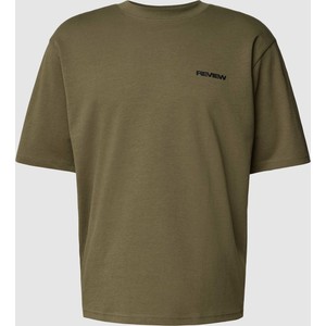 Brązowy t-shirt Review w stylu casual z krótkim rękawem