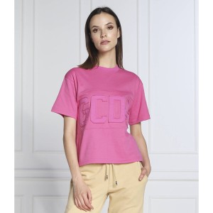 Różowy t-shirt Gcds z bawełny