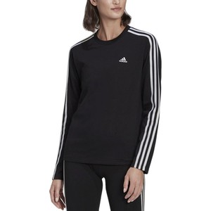 Czarna bluzka Adidas z długim rękawem z okrągłym dekoltem