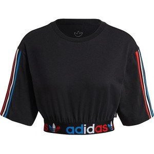 Czarny top Adidas Originals w sportowym stylu z okrągłym dekoltem
