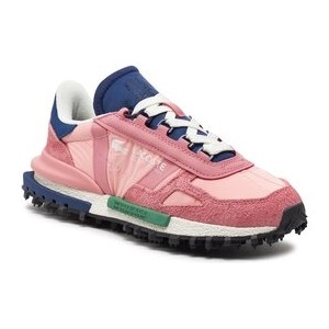 Różowe buty sportowe Lacoste z płaską podeszwą sznurowane