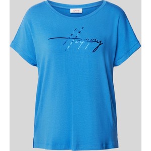 Niebieski t-shirt S.Oliver w młodzieżowym stylu z okrągłym dekoltem