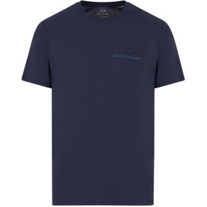 Niebieski t-shirt Armani Exchange z bawełny z krótkim rękawem w stylu casual