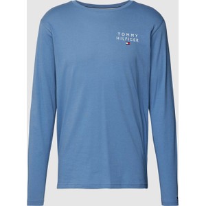 Niebieska koszulka z długim rękawem Tommy Hilfiger z długim rękawem z bawełny z nadrukiem