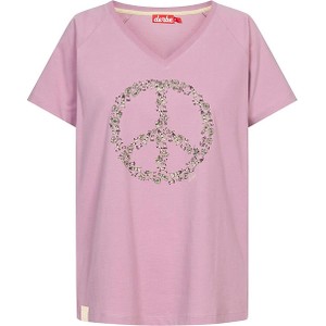 Różowy t-shirt Derbe z krótkim rękawem z bawełny w młodzieżowym stylu