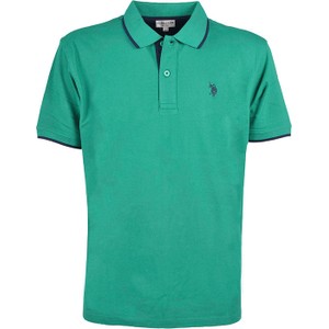 Zielona koszulka polo U.S. Polo w stylu casual z krótkim rękawem