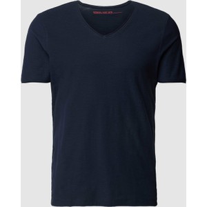Granatowy t-shirt McNeal z bawełny w stylu casual z krótkim rękawem