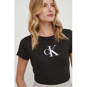 Czarny t-shirt Calvin Klein z okrągłym dekoltem