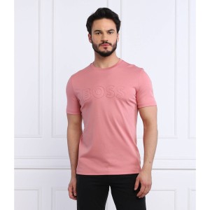 Różowy t-shirt Hugo Boss z bawełny w stylu casual