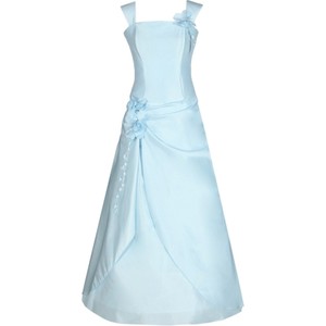Niebieska sukienka Fokus z dekoltem w karo maxi