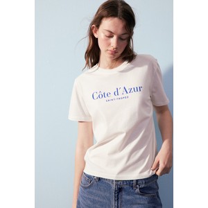 T-shirt H & M z dżerseju w młodzieżowym stylu z okrągłym dekoltem