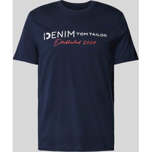 Granatowy t-shirt Tom Tailor Denim z krótkim rękawem