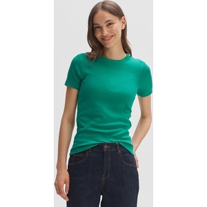 Zielona bluzka Opus w stylu casual z bawełny z krótkim rękawem