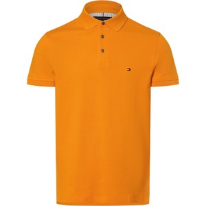 Pomarańczowa koszulka polo Tommy Hilfiger w stylu casual z krótkim rękawem z bawełny
