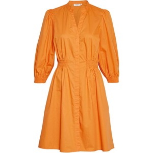 Pomarańczowa sukienka Moss Copenhagen z długim rękawem z dekoltem w kształcie litery v w stylu casual