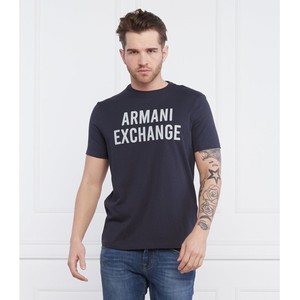 Niebieski t-shirt Armani Exchange w młodzieżowym stylu