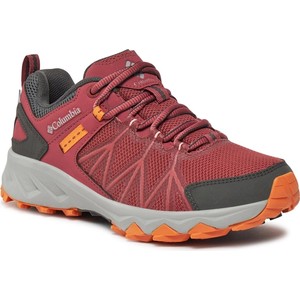 Czerwone buty trekkingowe Columbia z płaską podeszwą sznurowane