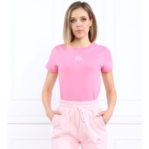 Różowy t-shirt Pinko z krótkim rękawem w stylu casual