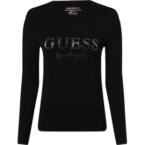 Czarna bluzka Guess z bawełny z okrągłym dekoltem w stylu casual