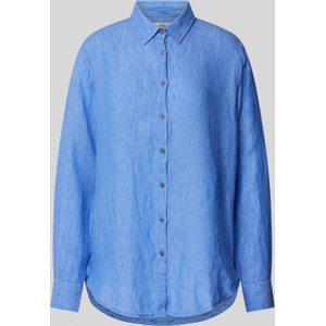 Niebieska bluzka Peek&Cloppenburg w stylu casual z długim rękawem z lnu