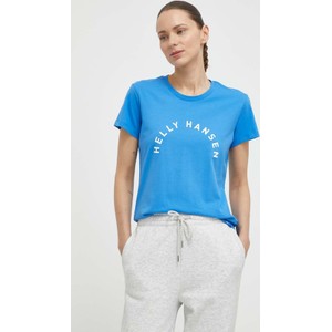 Niebieski t-shirt Helly Hansen z bawełny w sportowym stylu