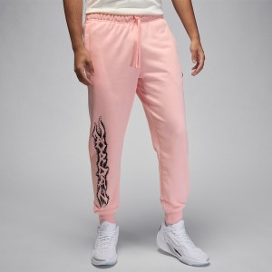 Różowe spodnie Jordan z nadrukiem z dresówki w sportowym stylu