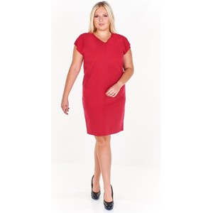 Czerwona sukienka Fokus oversize z krótkim rękawem midi