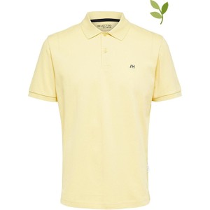Żółta koszulka polo Selected Homme z bawełny w stylu casual