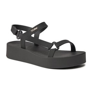 Czarne sandały Melissa na platformie w stylu casual z klamrami