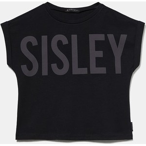 Czarna bluzka dziecięca Sisley z bawełny