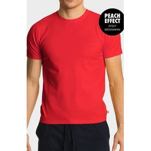 Czerwony t-shirt Atlantic z bawełny w stylu casual z krótkim rękawem